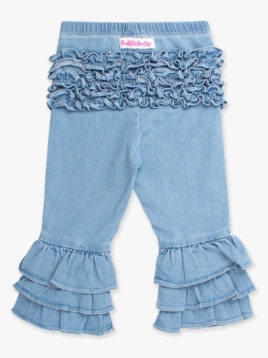 RuffleButts + RuggedButts Denim Ruffle Flare Pants