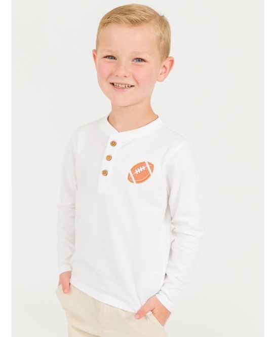 RuffleButts + RuggedButts Knit Long Sleeve Embroidered Henley Tee