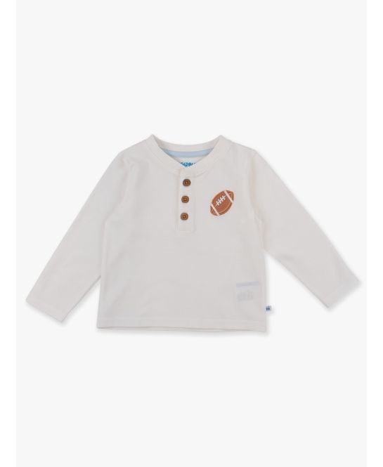 RuffleButts + RuggedButts Knit Long Sleeve Embroidered Henley Tee