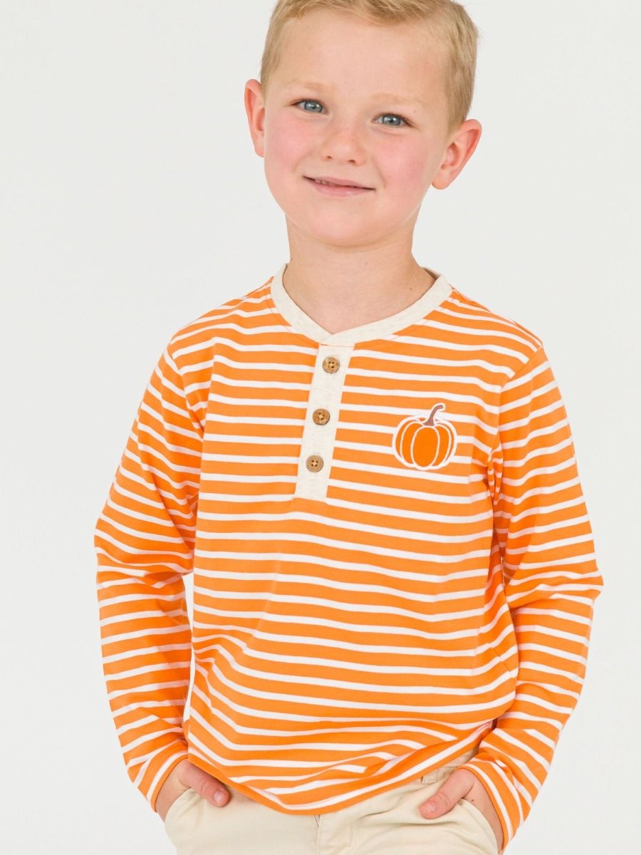 RuffleButts + RuggedButts Knit Long Sleeve Embroidered Henley Tee