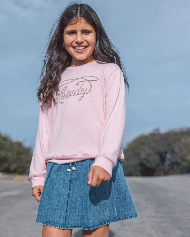 Feather 4 Arrow Howdy Hacci Pullover Crystal Rose