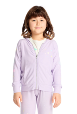 Chaser Candy Stars Cozy Knit Zip Up Hoodie Lavender