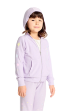 Chaser Candy Stars Cozy Knit Zip Up Hoodie Lavender