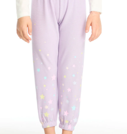 Chaser Candy Stars Cozy Knit Slim Slouchy Pant Lavender