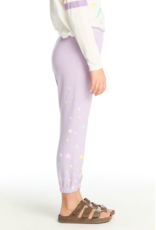 Chaser Candy Stars Cozy Knit Slim Slouchy Pant Lavender