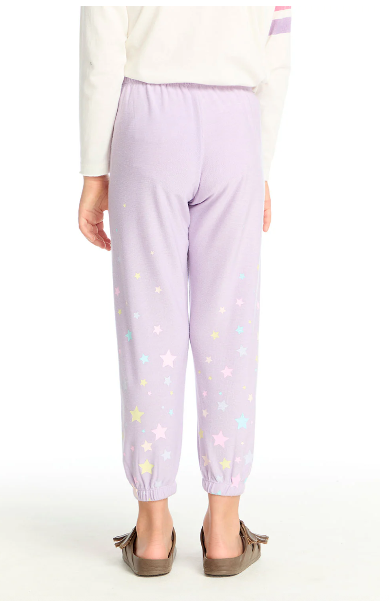 Chaser Candy Stars Cozy Knit Slim Slouchy Pant Lavender