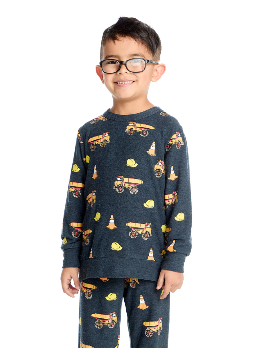 Chaser Construction Trucks Cozy Knit Comfy LS Pullover Avalon