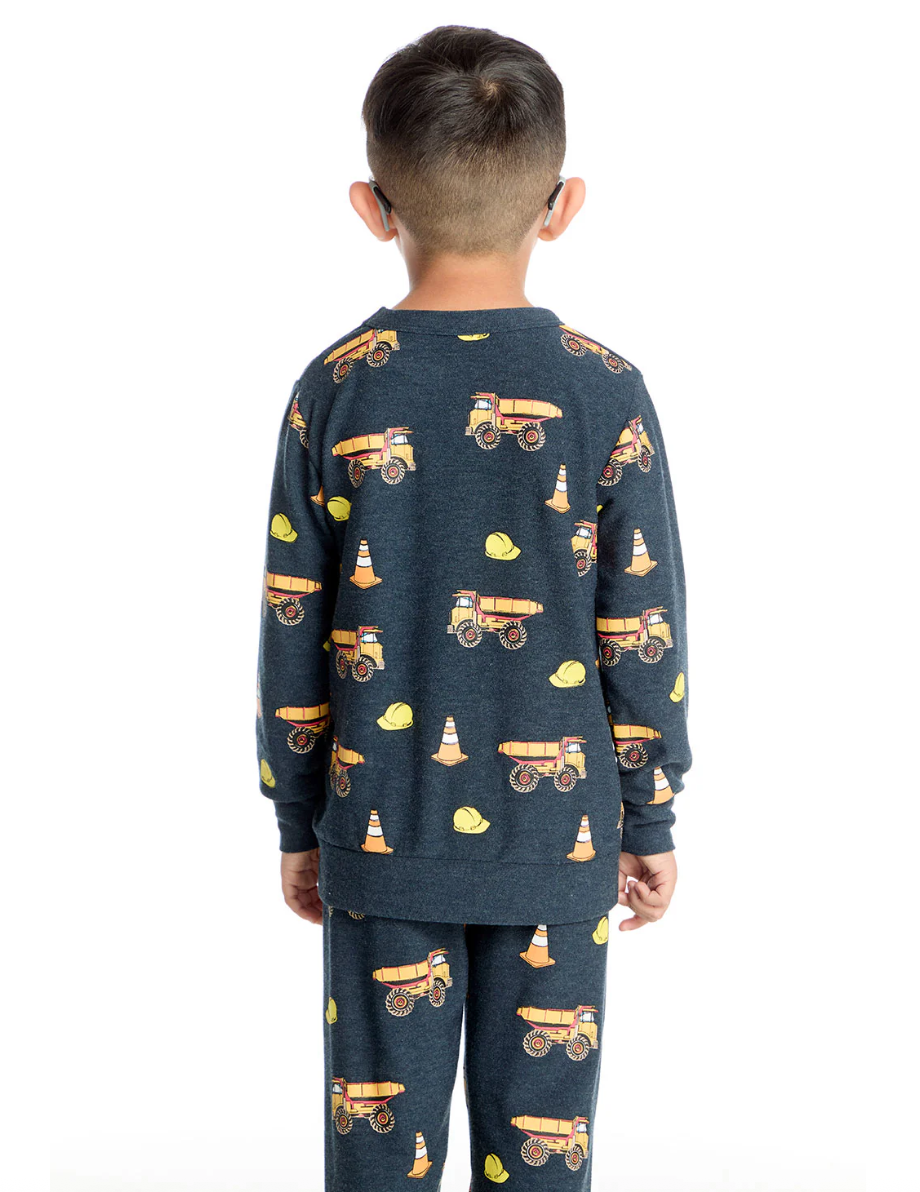 Chaser Construction Trucks Cozy Knit Comfy LS Pullover Avalon