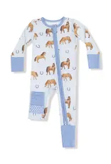 Angel Dear 2 Way Zipper Romper Blue Horses