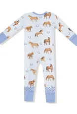 Angel Dear 2 Way Zipper Romper Blue Horses