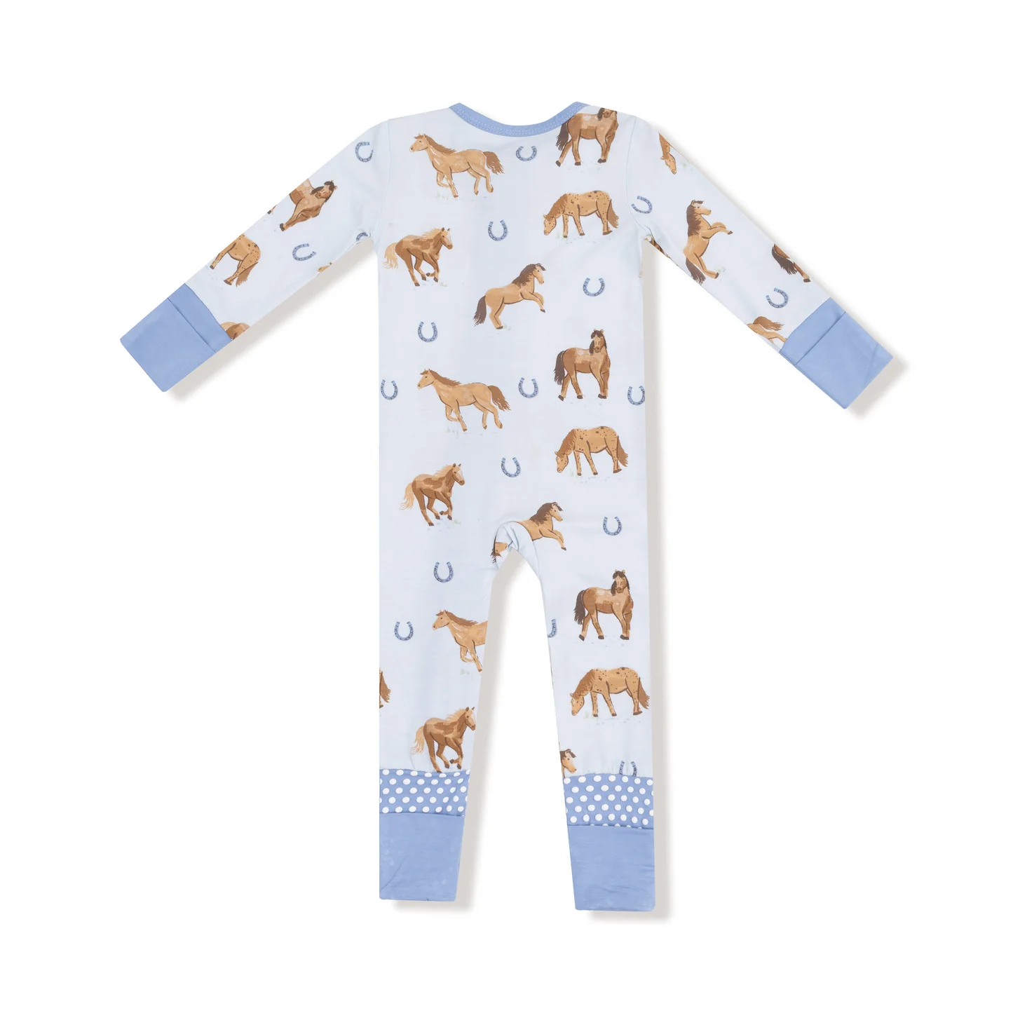 Angel Dear 2 Way Zipper Romper Blue Horses