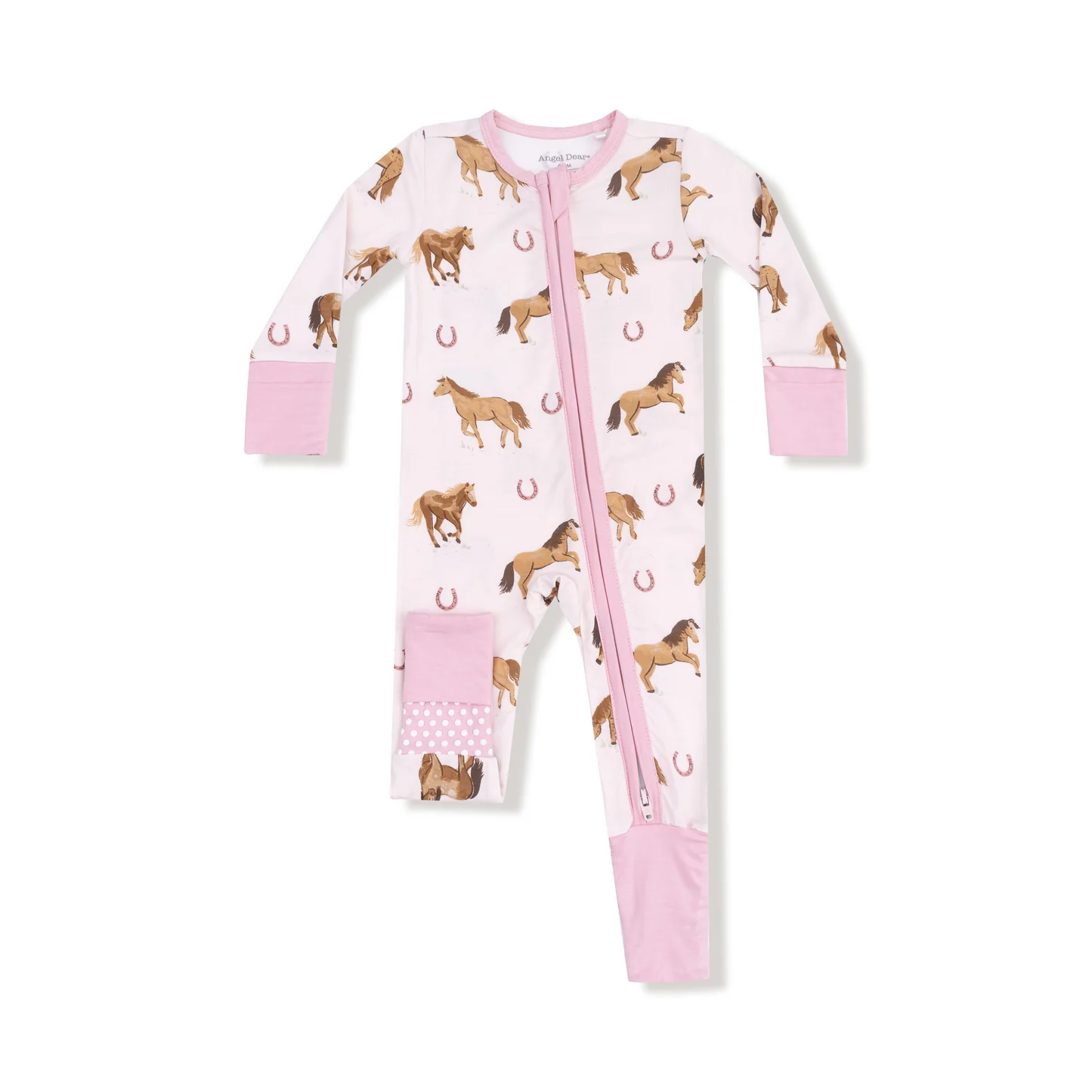 Angel Dear 2 Way Zipper Romper Pink Horses