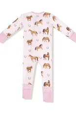 Angel Dear 2 Way Zipper Romper Pink Horses