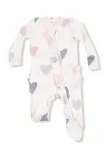 Angel Dear 2 Way Ruffle Zipper Footie Modal Rib Hearts