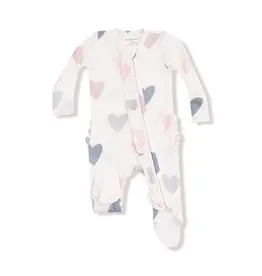 Angel Dear 2 Way Ruffle Zipper Footie Modal Rib Hearts