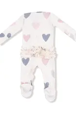 Angel Dear 2 Way Ruffle Zipper Footie Modal Rib Hearts