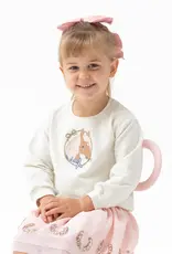 Angel Dear Oversized Puff Sleeve French Terry Sweatshirt Country Calico Horse