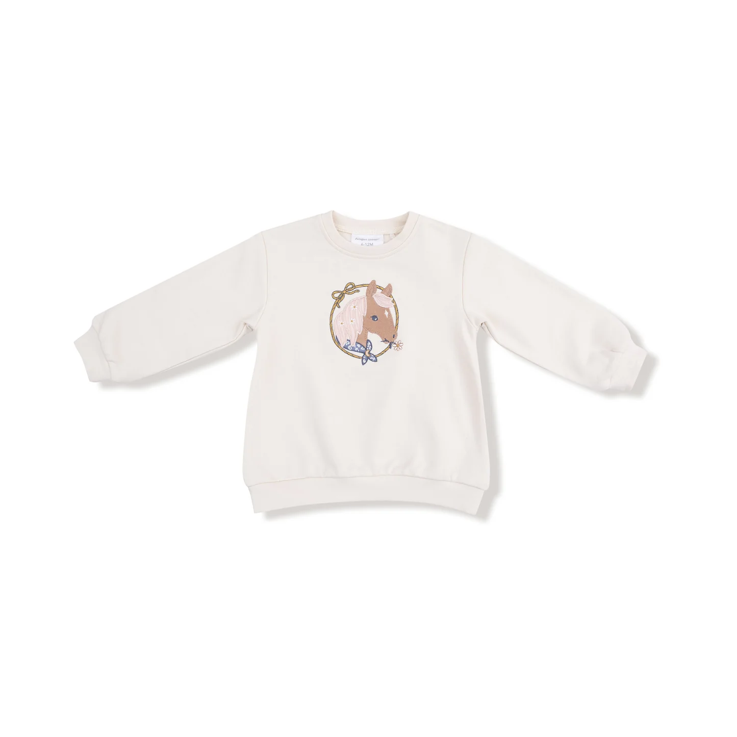 Angel Dear Oversized Puff Sleeve French Terry Sweatshirt Country Calico Horse