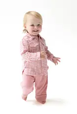 Angel Dear Rose Pink Plaid Howdy Embroidery L/S Western Pearl Snap Shirt