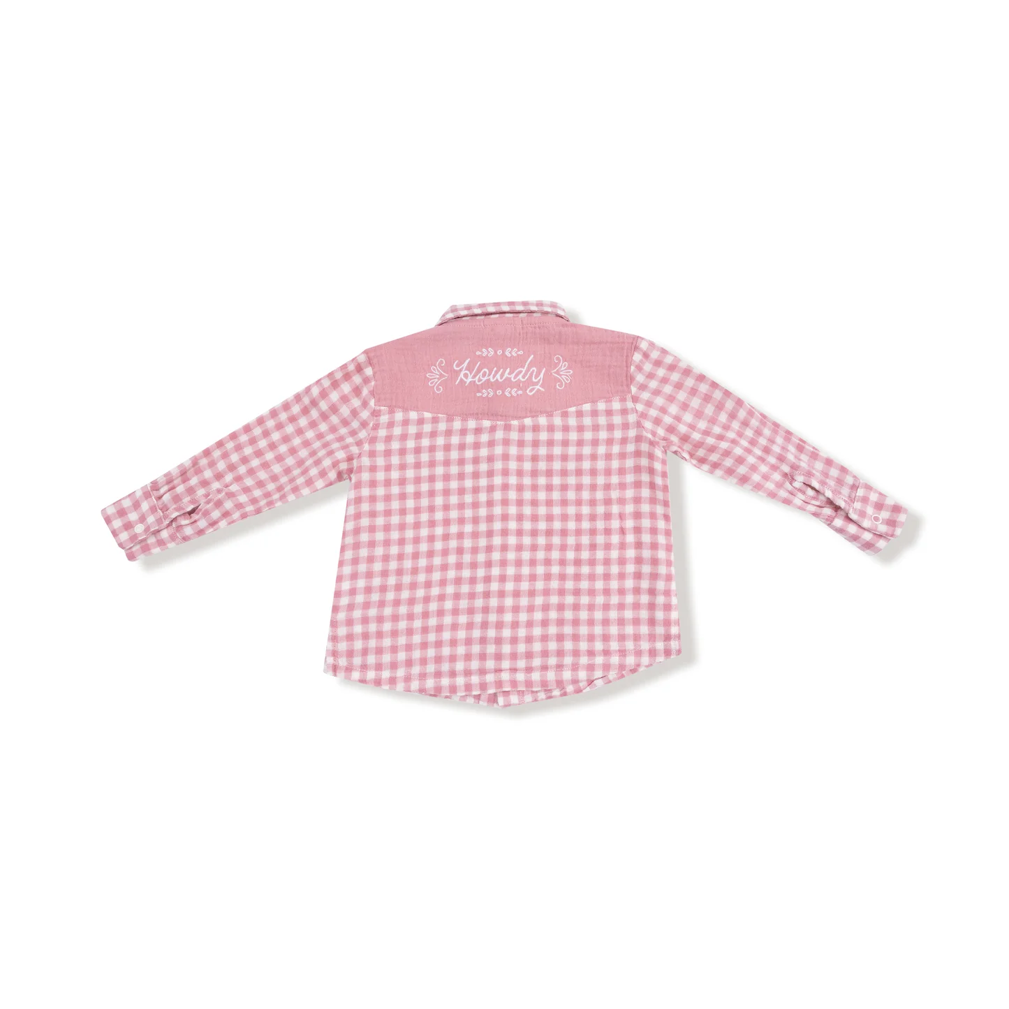 Angel Dear Rose Pink Plaid Howdy Embroidery L/S Western Pearl Snap Shirt