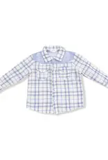 Angel Dear Blue Plaid Howdy Embroidery L/S Western Pearl Snap Shirt