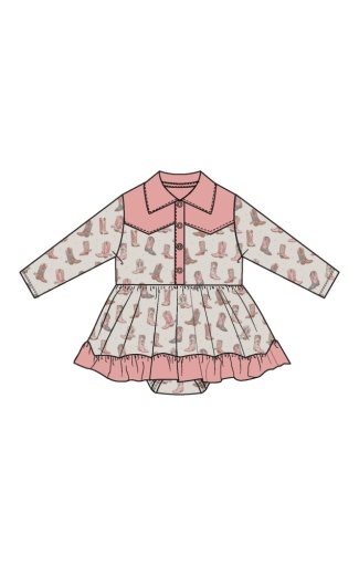 Angel Dear  L/S Cowgirl Bodysuit Dress Future Cowgirl