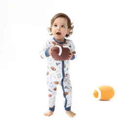 Angel Dear 2 Way Zipper Romper Navy Touchdown Time