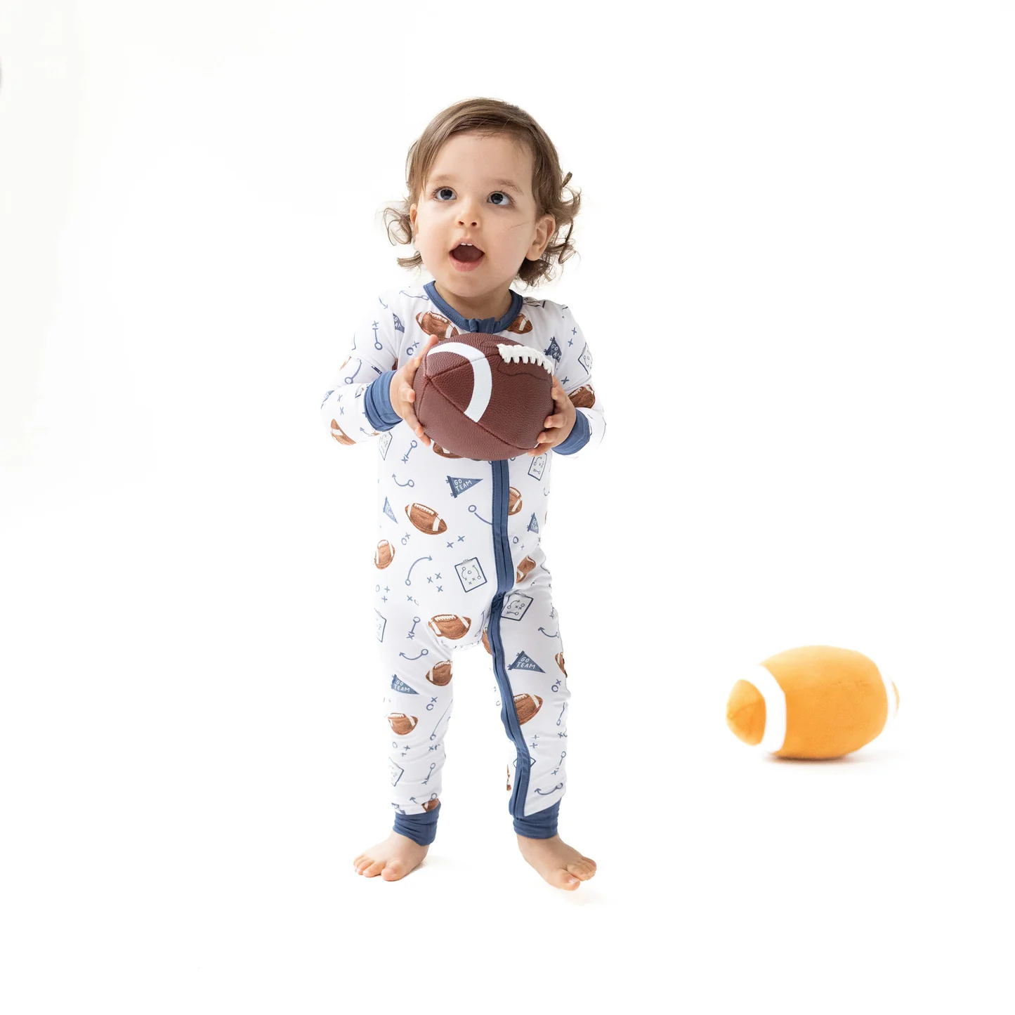 Angel Dear 2 Way Zipper Romper Navy Touchdown Time