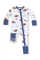 Angel Dear 2 Way Zipper Romper Navy Touchdown Time