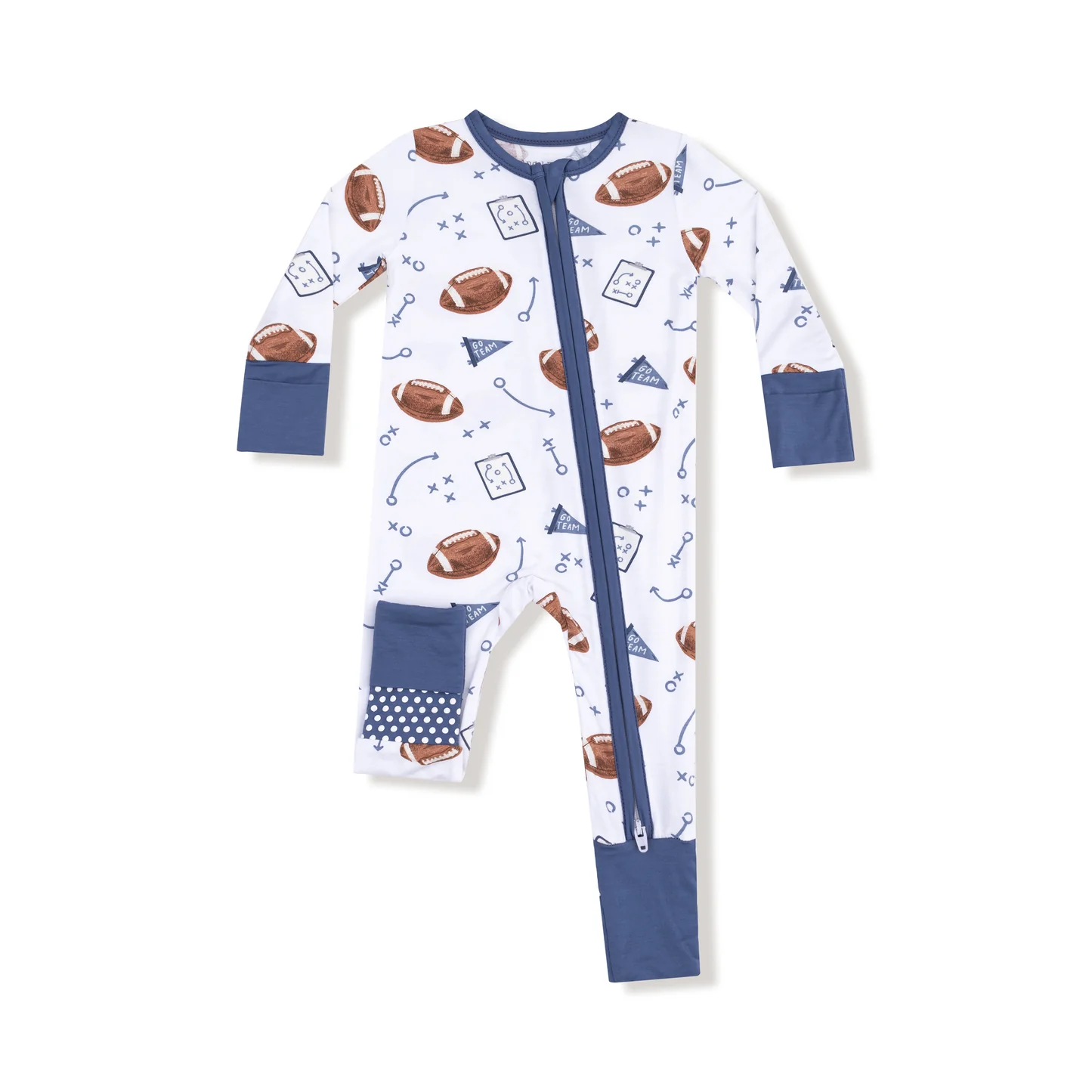 Angel Dear 2 Way Zipper Romper Navy Touchdown Time