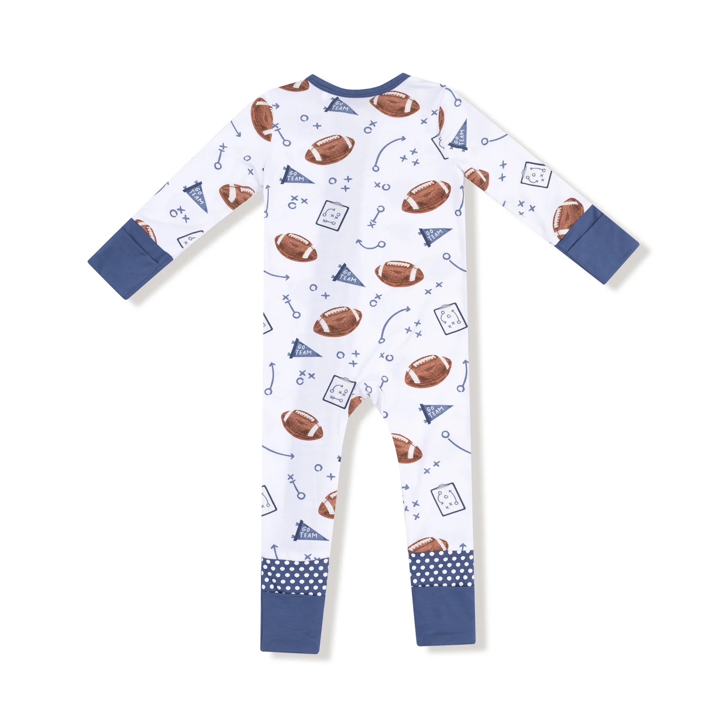 Angel Dear 2 Way Zipper Romper Navy Touchdown Time