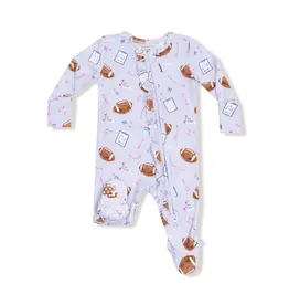 Angel Dear 2 Way Ruffle Zipper Footie Lavender Touchdown Time