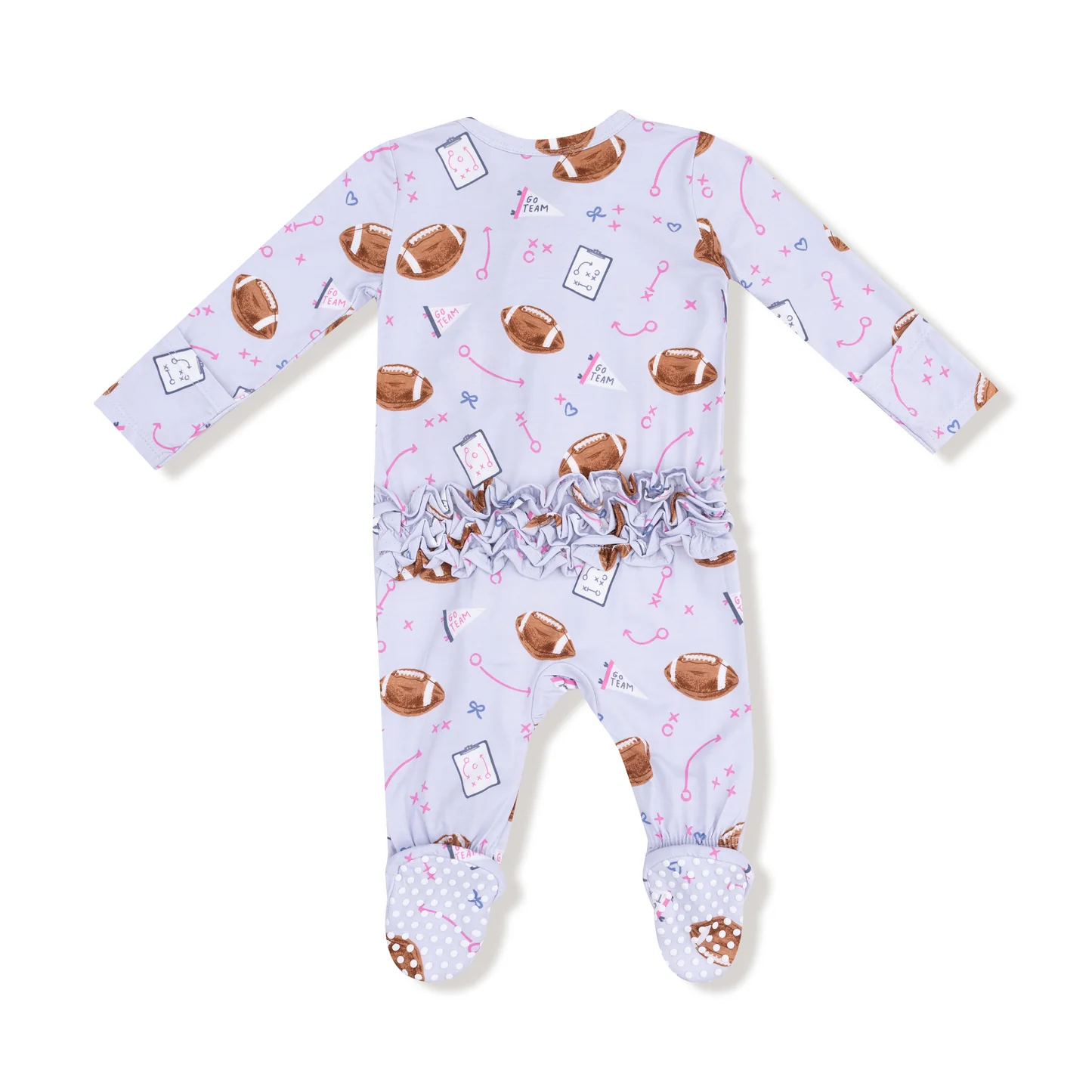 Angel Dear 2 Way Ruffle Zipper Footie Lavender Touchdown Time
