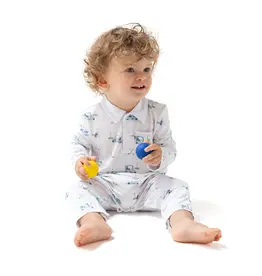 Angel Dear Polo Romper Blue Baby Golf Carts