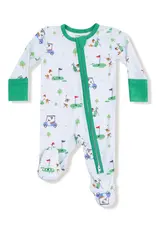 Angel Dear 2 Way Zipper Footie Blue Dog Gone Golf