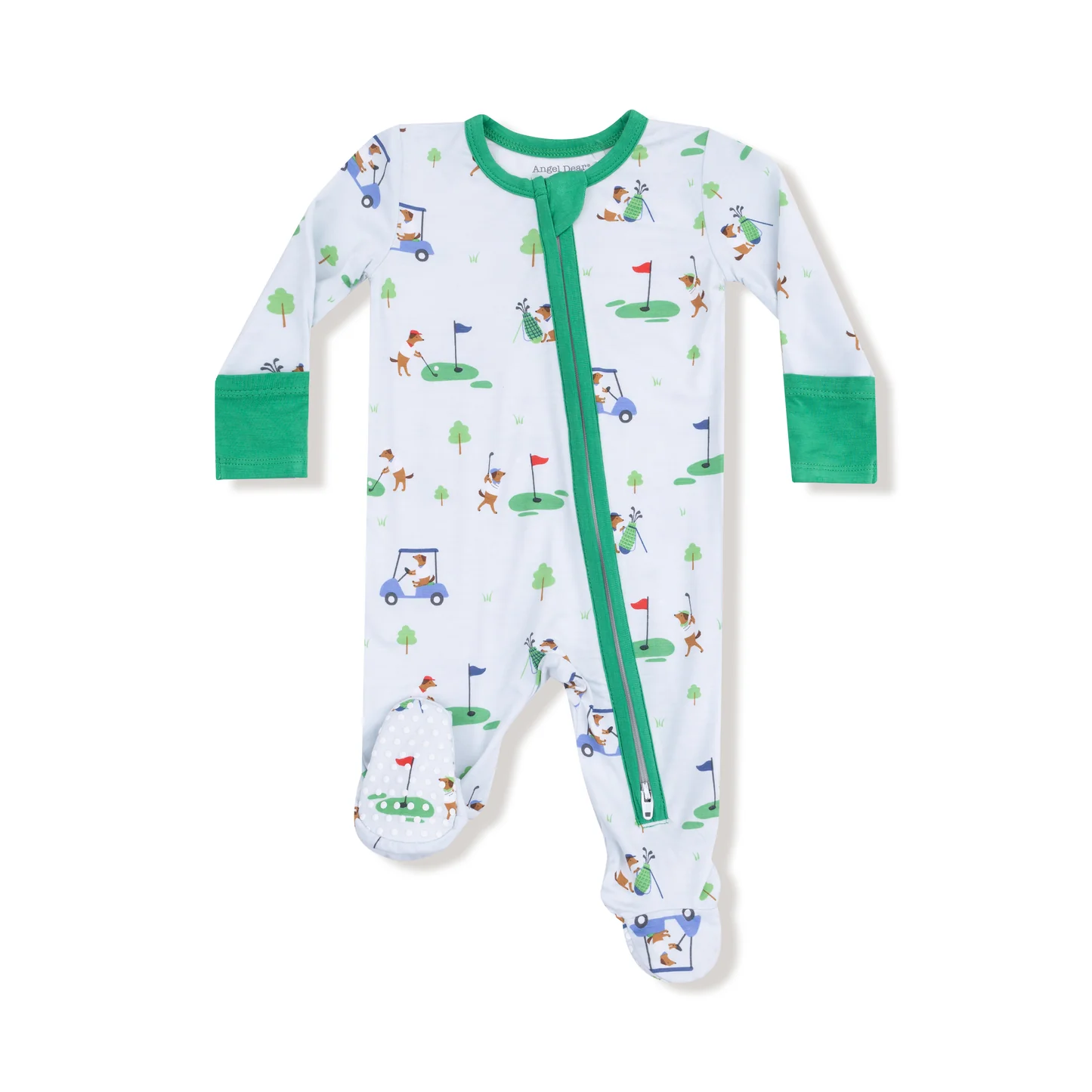 Angel Dear 2 Way Zipper Footie Blue Dog Gone Golf