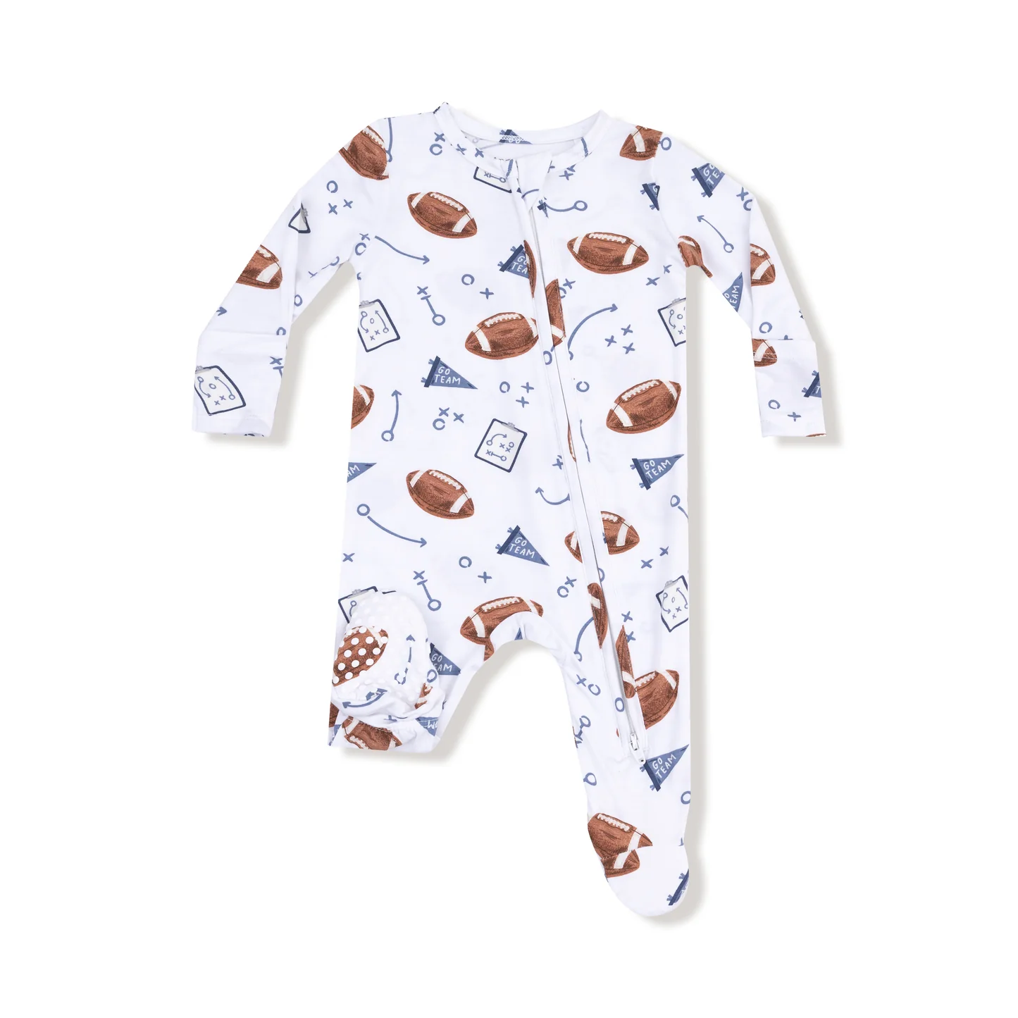 Angel Dear 2 Way Zipper Footie Navy Touchdown Time