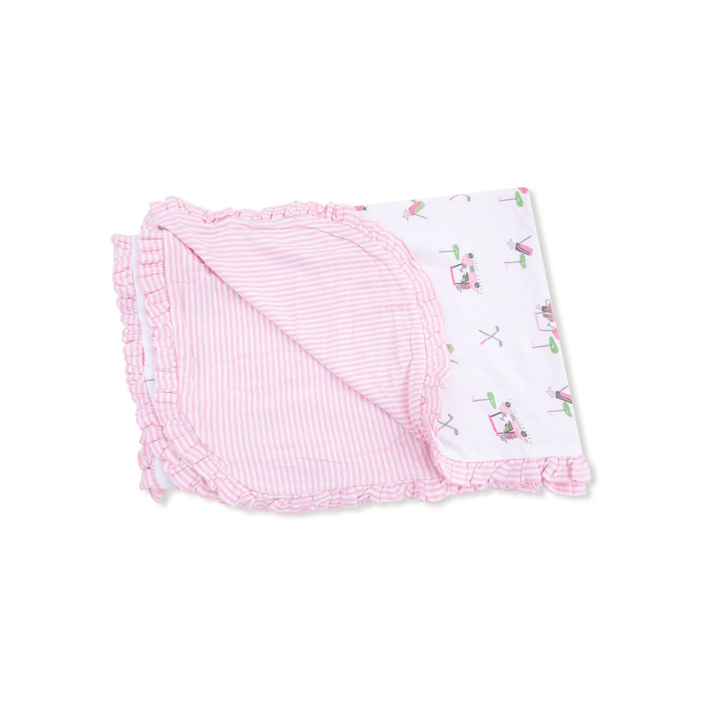 Angel Dear Ruffle Blanket Pink Baby Golf Carts