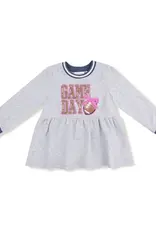 Angel Dear French Terry Dress with Game Day Patch Varsity Light Grey