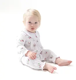 Angel Dear Smocked L/S Romper w/ Peter Pan Collar Pink Baby Golf Carts