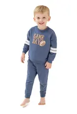 Angel Dear Cozy Drop Sleeve Sweatshirt with Varsity Stripes Varsity Vintage Indigo
