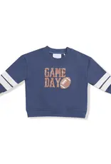 Angel Dear Cozy Drop Sleeve Sweatshirt with Varsity Stripes Varsity Vintage Indigo