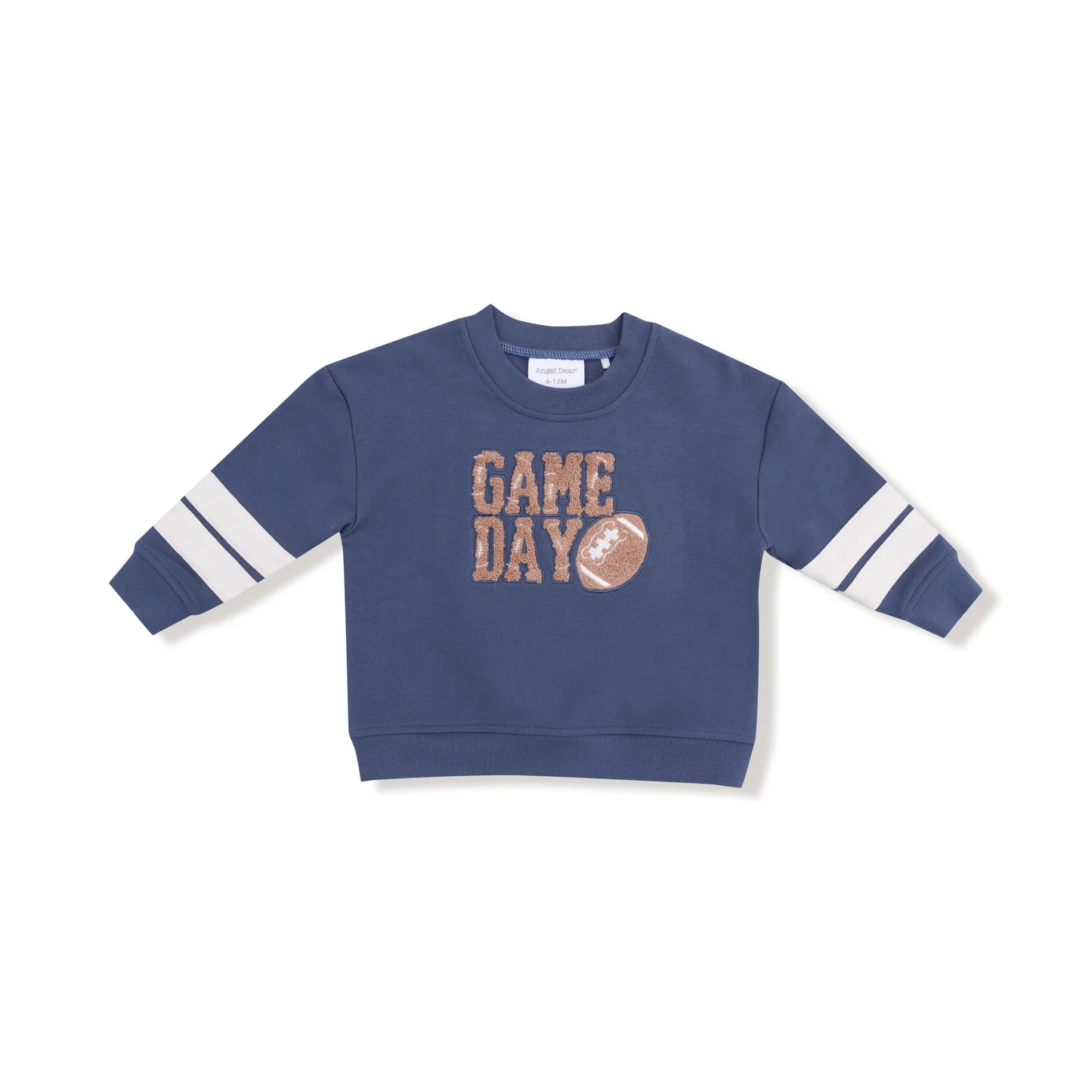 Angel Dear Cozy Drop Sleeve Sweatshirt with Varsity Stripes Varsity Vintage Indigo