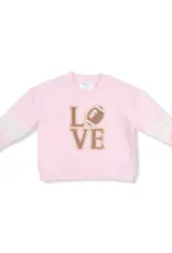 Angel Dear Cozy Drop Sleeve Sweatshirt W/ Varsity Stripes Pink