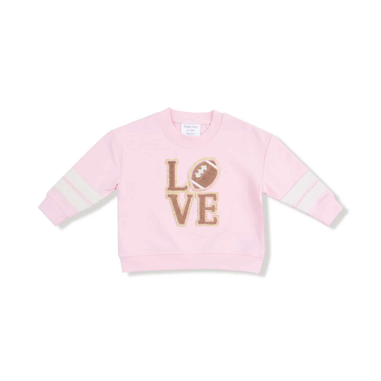 Angel Dear Cozy Drop Sleeve Sweatshirt W/ Varsity Stripes Pink