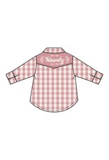 Angel Dear Rose Pink Plaid Howdy Embroidery L/S Western Pearl Snap Shirt