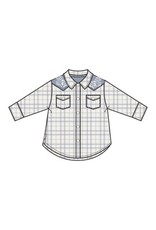 Angel Dear Blue Plaid Howdy Embroidery L/S Western Pearl Snap Shirt