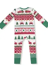 Angel Dear Red Truck Fair Isle 2 Way Zipper Romper