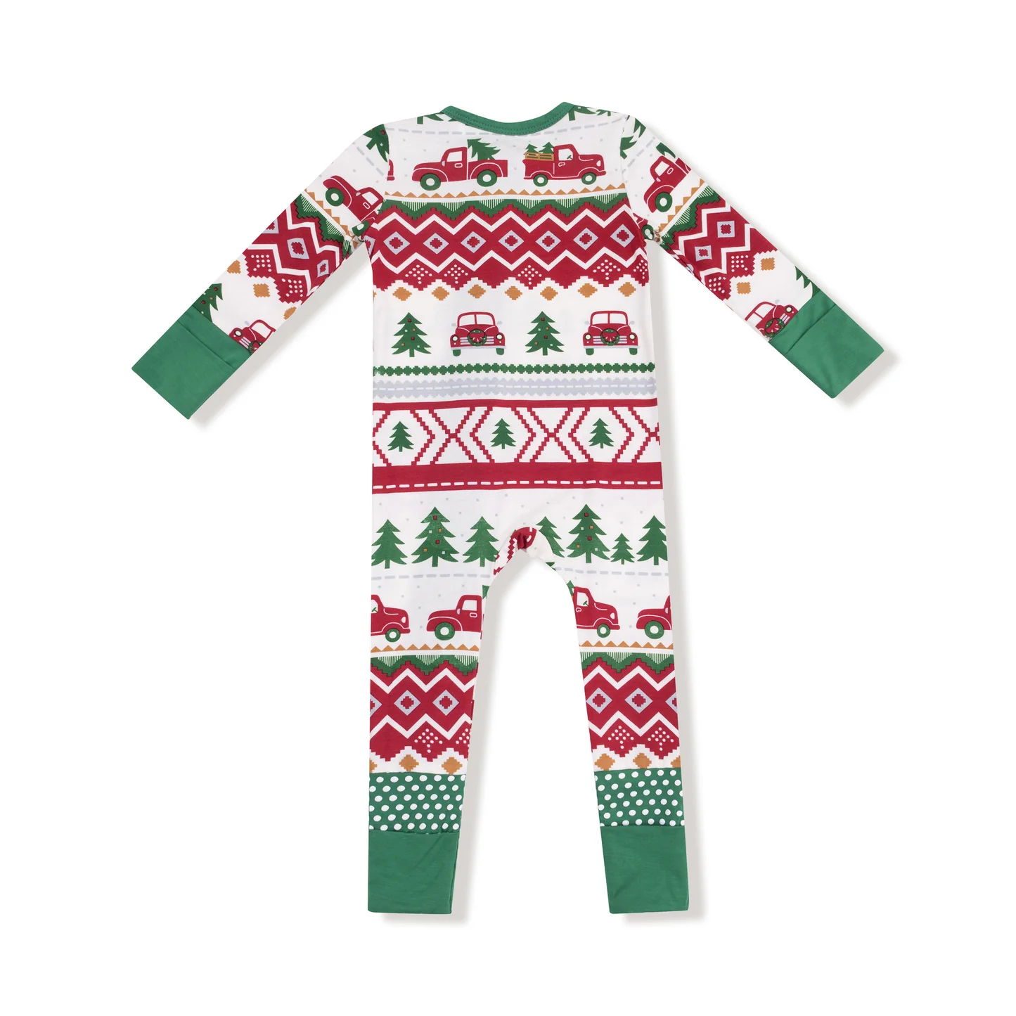 Angel Dear Red Truck Fair Isle 2 Way Zipper Romper