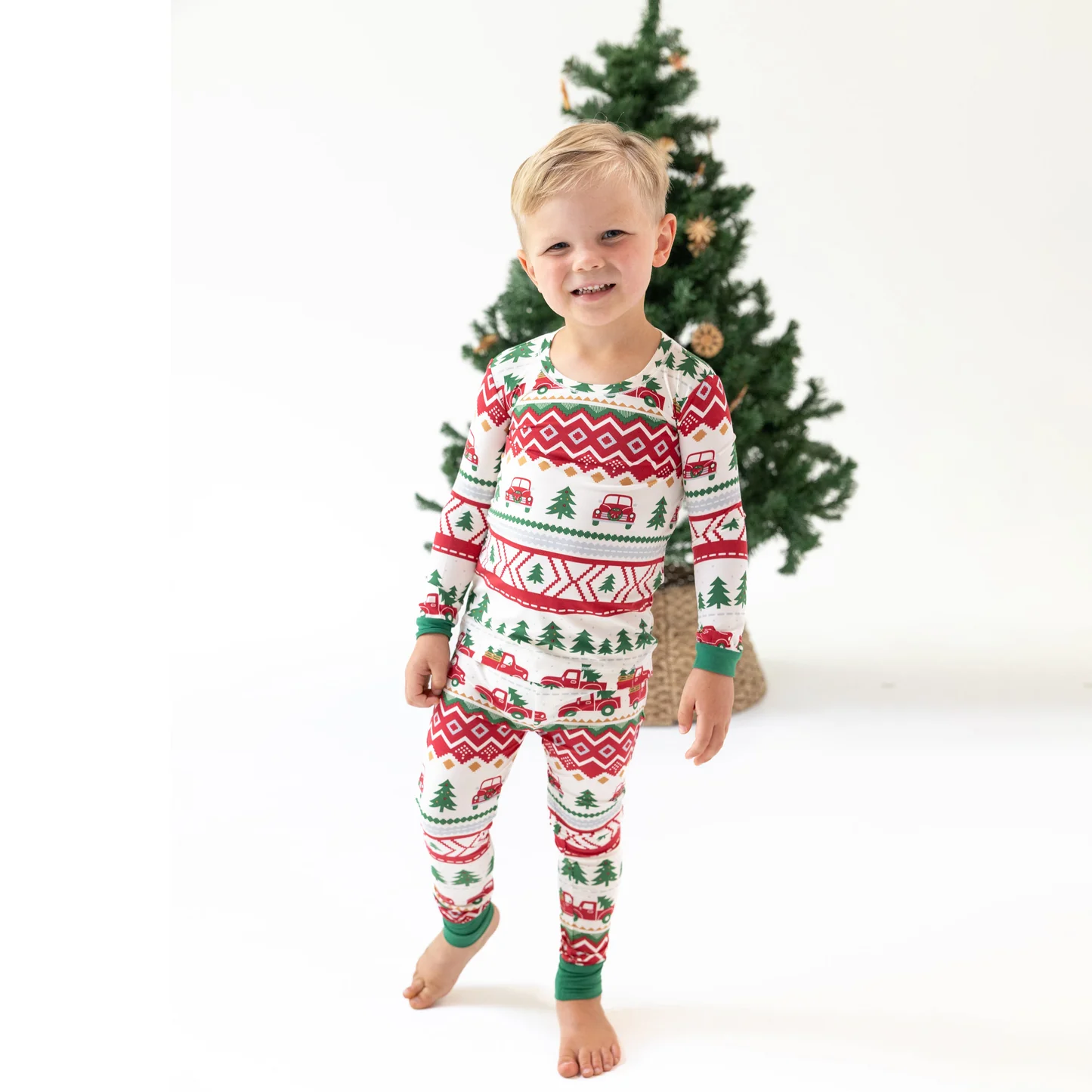 Angel Dear Red Truck Fair Isle - L/S Loungewear Set